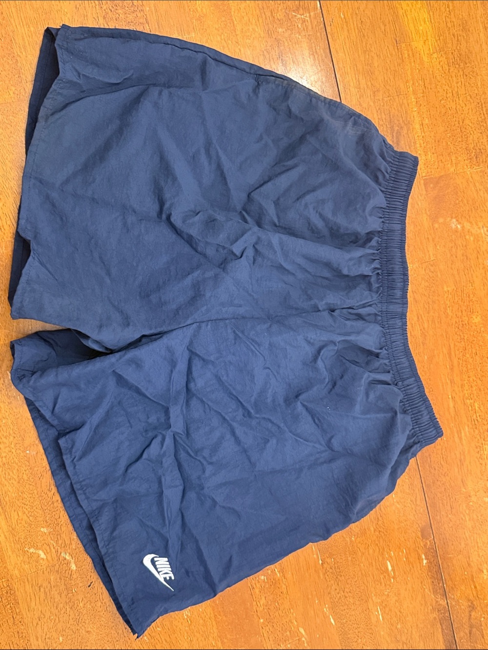 Nike Men’s Dark Navy Athletic Shorts with White Logo Large